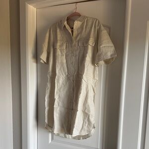 J. Crew Cream Linen Midi Shirt Dress